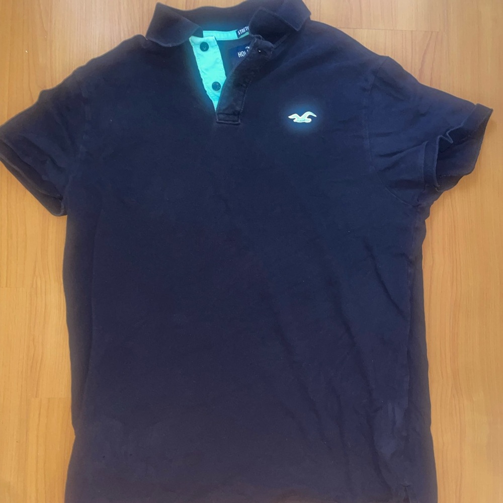 Hollister Men's Black Polo Shirt